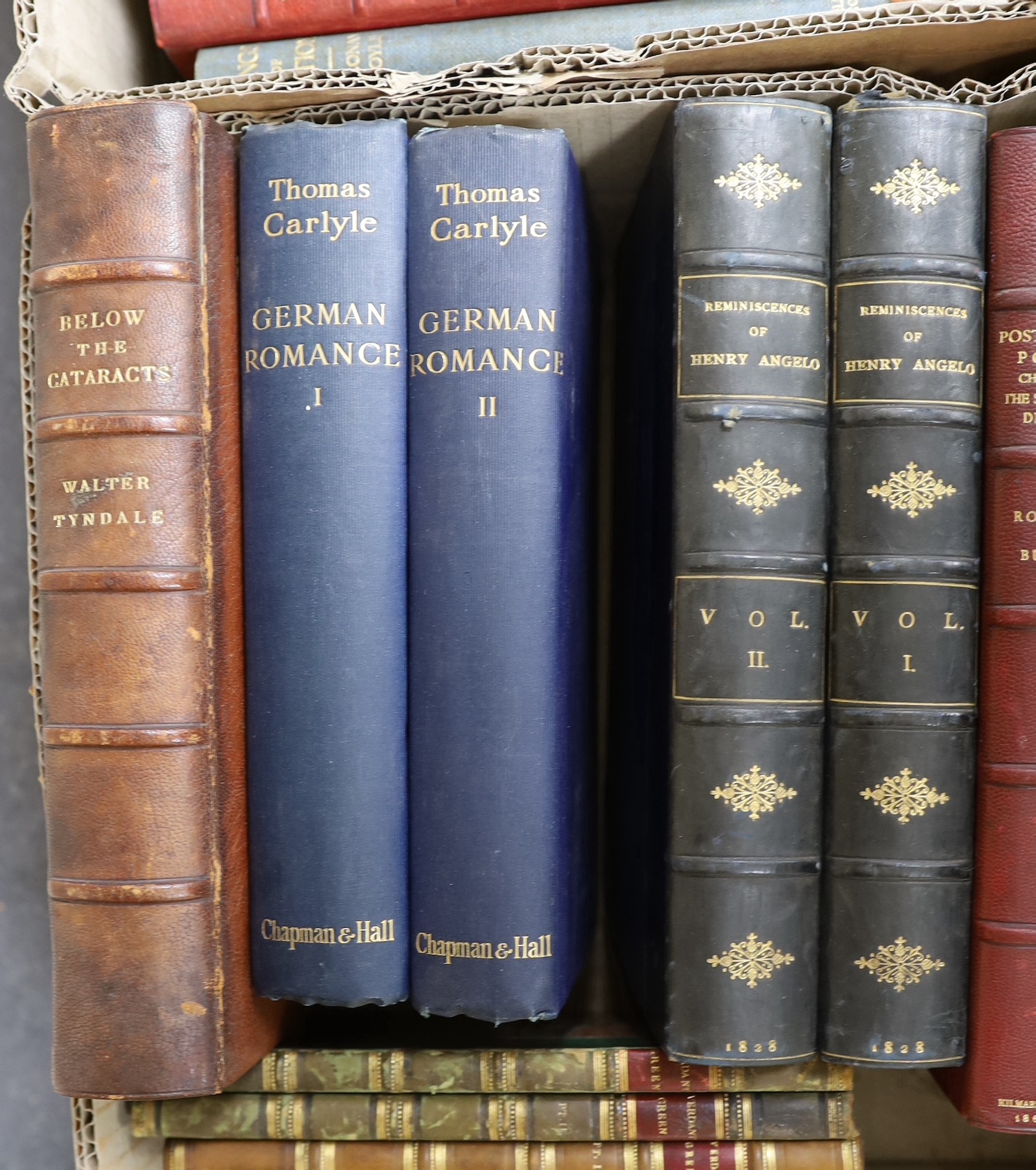 Leather and Clothbound Books - an interesting miscellany, includes: Angelo, Henry - Reminiscences of Henry Angelo, with memoirs of his late father and friends ... 2 vols.